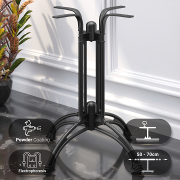 MALAGA | Bordsben i gjutjärn | Svart | 4 fötter: Ø 58 cm | Kolonn: 72 cm | Gjuten optik