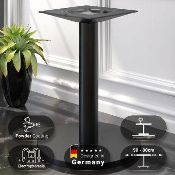 NIZZA | Base per tavolo da ristorante | Nero | Piede:: Ø50cm | Colonna: 7,6 x 72 cm