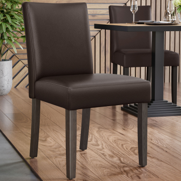 TAYLOR | Krzesło bistro | Ciemnobrązowy | Skóra