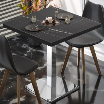 BM | Bistrobord | B:D:H 60 x 60 x 75 cm | Svart marmor/rustfritt stål | Torget