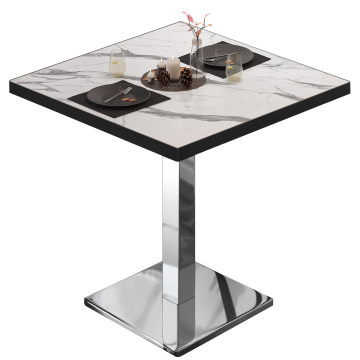 BM | Bistrobord | B:D:H 60 x 60 x 75 cm | Hvit marmor/rustfritt stål | Torget