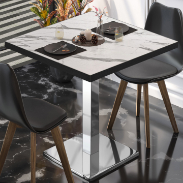 BM | Bistrobord | B:D:H 60 x 60 x 75 cm | Hvit marmor/rustfritt stål | Torget