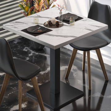 BM | Bistrobord | B:D:H 60 x 60 x 75 cm | Hvit marmor / svart | Torget