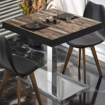 BM | Cafébord | B:D:H 80 x 80 x 77 cm | Vintage gammelt / rustfritt stål | Torget
