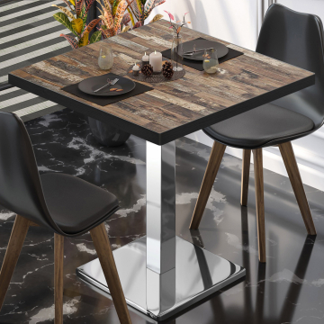 BM | Bistrobord | B:D:H 80 x 80 x 75 cm | Vintage gammelt / rustfritt stål | Torget