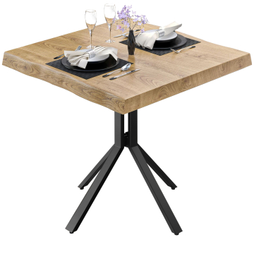 PE | Bistro-pöydän puun reuna | L:S:K 70 x 70 x 77 cm | Tammi / Musta | Neliö