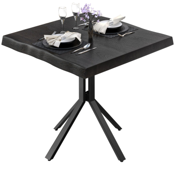 PE | Bistro-pöydän puun reuna | L:S:K 70 x 70 x 77 cm | Wenge-musta / musta | Neliö
