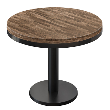 MN | Tavolo solido Bistro | rotondo | Ø 60 x 77 cm | noce / nero