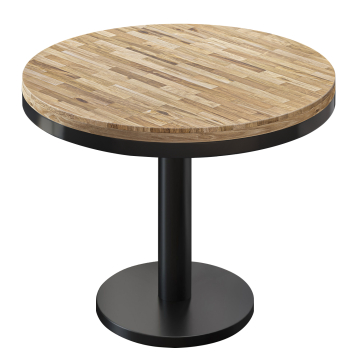 MN | Bistro solid table | round | Ø 70 x 77 cm | oak / black