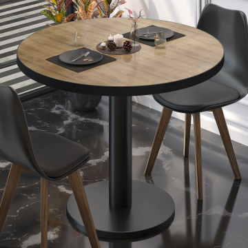 BN | Bistropöytä | Ø:K 60 x 72 cm | Tammi / Musta | Pyöreä | Pyöreä