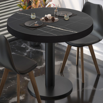 BN | Bistrobord | Ø:H 60 x 72 cm | Svart marmor / svart | Rundt
