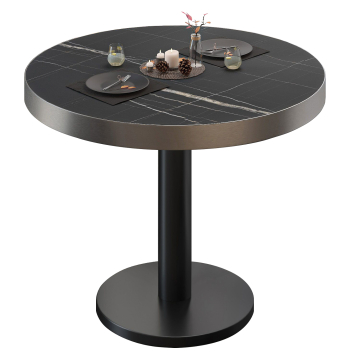 BN | Bistrobord | Ø:H 60 x 72 cm | Svart marmor / svart | Rundt