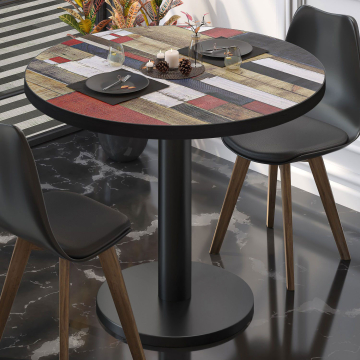 BN | Bistro-pöytä | Ø:K 60 x 72 cm | Vintage värikäs / Musta | Pyöreä | Pyöreä