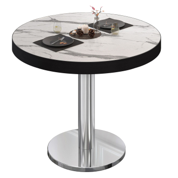 BN | Bistrobord | Ø:H 60 x 72 cm | Hvit marmor/rustfritt stål | Rundt