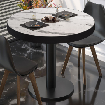 BN | Bistrobord | Ø:H 60 x 72 cm | Hvit marmor / svart | Rundt