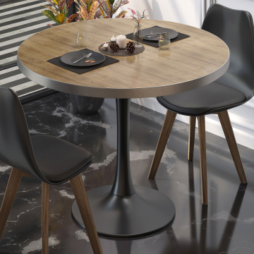 BL | Bistrobord | Ø:H 60 x 76 cm | Eik / Sort | Rundt