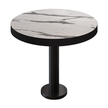BML | Bistropöytä | Ø:K 60 x 77 cm | Valkoinen marmori / Musta | Pyöreä | Pyöreä