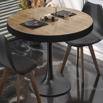 BL | Bistrobord | Ø:H 60 x 78 cm | Eik / Sort | Rundt