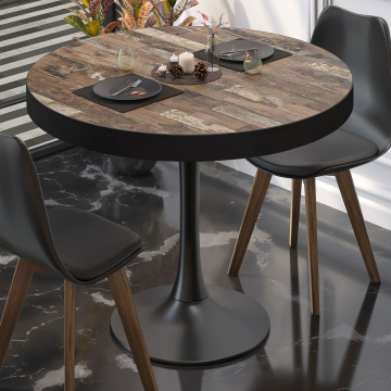 BL | Bistrobord | Ø:H 60 x 78 cm | Vintage Gammel / Svart | Rundt
