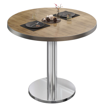 BN | Bistropöytä | Ø:K 70 x 72 cm | tammi / ruostumaton teräs | pyöreä | pyöreä