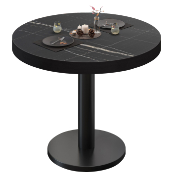 BN | Bistrobord | Ø:H 70 x 72 cm | Svart marmor / svart | Rundt
