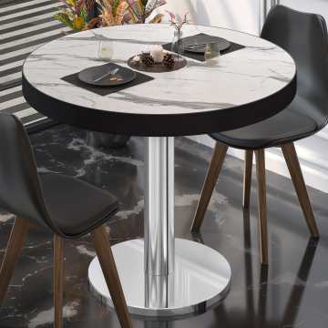 BN | Bistrobord | Ø:H 70 x 72 cm | Hvit marmor/rustfritt stål | Rundt