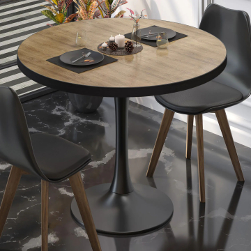 BL | Bistropöytä | Ø:K 70 x 76 cm | tammi / musta | pyöreä | pyöreä
