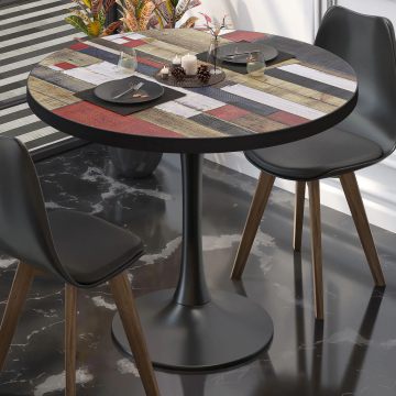 BL | Bistro-pöytä | Ø:K 70 x 76 cm | Vintage värikäs / Musta | Pyöreä | Pyöreä