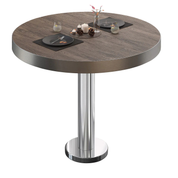 BML | Bistrobord | Ø:H 70 x 77 cm | Lett wenge / rustfritt stål | Rundt