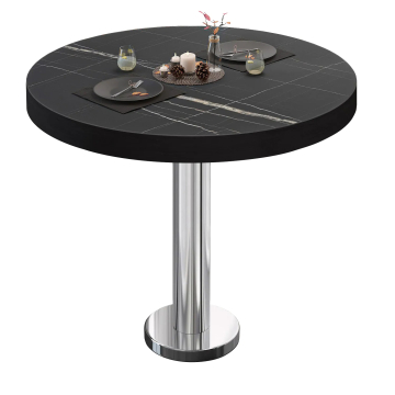 BML | Bistrobord | Ø:H 70 x 77 cm | Svart marmor/rustfritt stål | Rundt