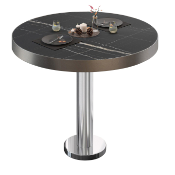 BML | Bistrobord | Ø:H 70 x 77 cm | Svart marmor/rustfritt stål | Rundt