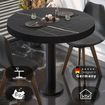 BML | Bistrobord | Ø:H 70 x 77 cm | Svart marmor / svart | Rundt