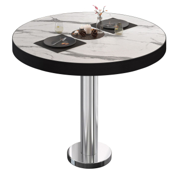 BML | Bistrobord | Ø:H 70 x 77 cm | Hvit marmor/rustfritt stål | Rundt