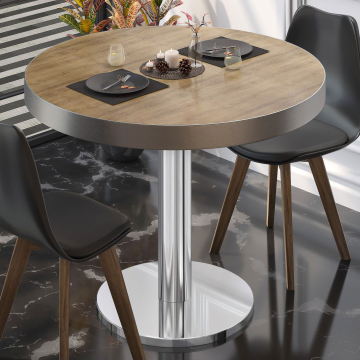BN | Bistro-pöytä | Ø:K 80 x 72 cm | tammi / ruostumaton teräs | pyöreä | pyöreä