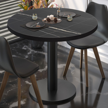 BN | Bistrobord | Ø:H 80 x 72 cm | Svart marmor / svart | Rundt