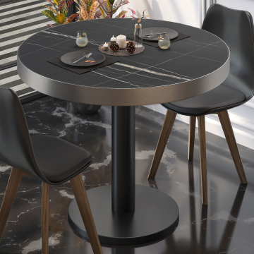 BN | Bistro-pöytä | Ø:K 80 x 72 cm | Musta marmori / Musta | Pyöreä | Pyöreä