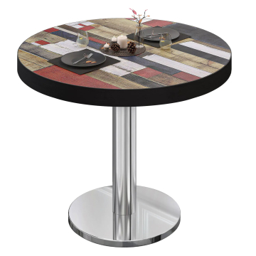 BN | Bistrobord | Ø:H 80 x 72 cm | Vintage fargerik / rustfritt stål | Rundt