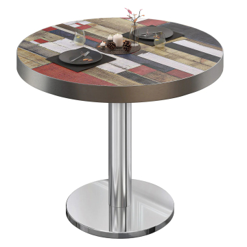 BN | Bistrobord | Ø:H 80 x 72 cm | Vintage fargerik / rustfritt stål | Rundt