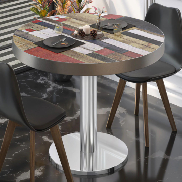 BN | Bistrobord | Ø:H 80 x 72 cm | Vintage fargerik / rustfritt stål | Rundt
