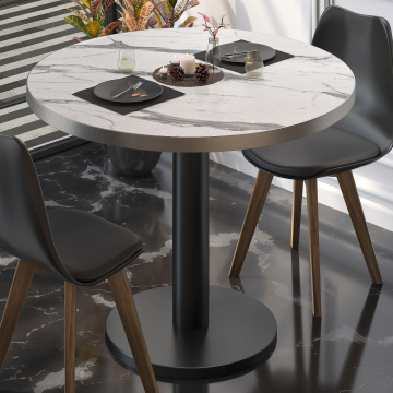 BN | Bistro-pöytä | Ø:K 80 x 72 cm | Valkoinen marmori / Musta | Pyöreä | Pyöreä