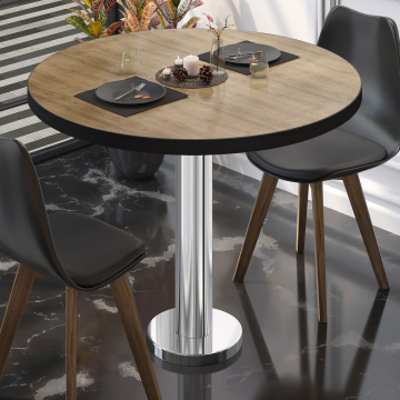 BML | Bistropöytä | Ø:K 80 x 75 cm | tammi / ruostumaton teräs | pyöreä | pyöreä