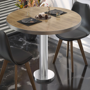 BML | Bistrobord | Ø:H 80 x 75 cm | Eik / rustfritt stål | Rundt