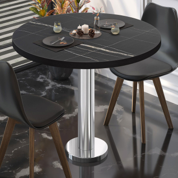 BML | Bistro-pöytä | Ø:K 80 x 75 cm | Musta marmori / ruostumaton teräs | Pyöreä | Pyöreä