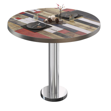 BML | Bistrobord | Ø:H 80 x 75 cm | Vintage fargerik / rustfritt stål | Rundt