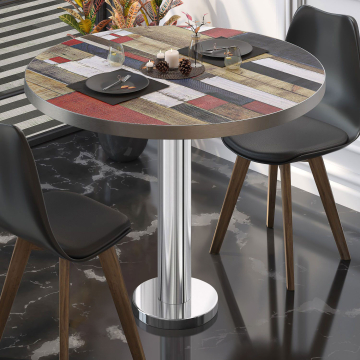 BML | Bistrobord | Ø:H 80 x 75 cm | Vintage fargerik / rustfritt stål | Rundt