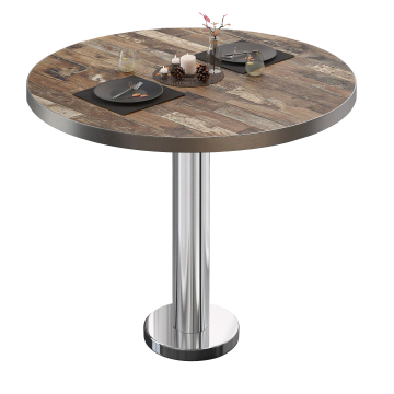 BML | Bistrobord | Ø:H 80 x 75 cm | Vintage gammelt / rustfritt stål | Rundt