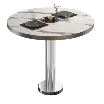 BML | Bistrobord | Ø:H 80 x 75 cm | Hvit marmor/rustfritt stål | Rundt