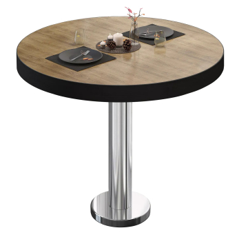BML | Bistropöytä | Ø:K 80 x 77 cm | tammi / ruostumaton teräs | pyöreä | pyöreä