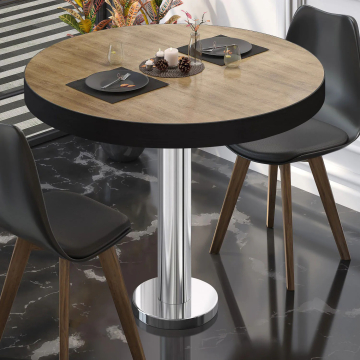 BML | Bistropöytä | Ø:K 80 x 77 cm | tammi / ruostumaton teräs | pyöreä | pyöreä