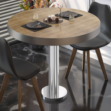 BML | Bistropöytä | Ø:K 80 x 77 cm | tammi / ruostumaton teräs | pyöreä | pyöreä